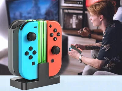Verk 06406 Nabíjacia stanica pre 4x Joy-Con pre Nintendo Switch s LED podsvietením, USB-C