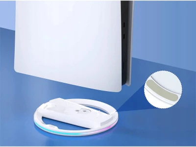 Verk 06410 Vertikální stojan pro PS5 / PS5 Slim / PS5 Pro s chlazením, USB, bílý