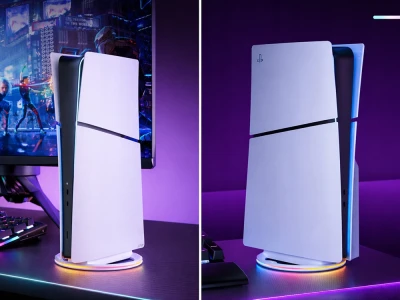 Verk 06410 Vertikální stojan pro PS5 / PS5 Slim / PS5 Pro s chlazením, USB, bílý