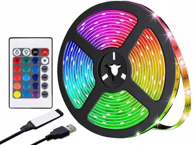 Verk 12438 LED pásek RGB 5 m s dálkovým ovládáním, Bluetooth, USB