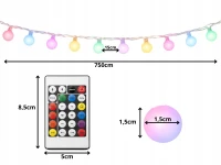 Verk 12444 Světelné kuličky RGB, 50 LED, USB, dálkové ovládání, Bluetooth
