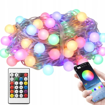 Verk 12444 Světelné kuličky RGB, 50 LED, USB, dálkové ovládání, Bluetooth