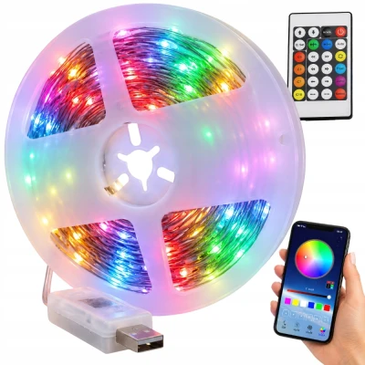 Verk 12446 LED pásek RGB, IP65, USB, Bluetooth, dálkové ovládání, 10 m