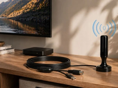 Verk 13157 Izbová anténa DVB-T2 TV FHD/4K MUX-8 LTE so zosilňovačom, čierna