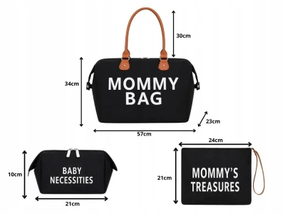 Verk 27814 Taška pro maminku Mommy bag, sada 3 ks, černá