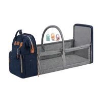 Verk 27815 Multifunkční batoh pro maminky s cestovní postýlkou, USB port, modrý