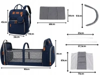 Verk 27815 Multifunkční batoh pro maminky s cestovní postýlkou, USB port, modrý