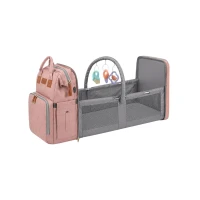 Verk 27815 Multifunkční batoh pro maminky s cestovní postýlkou, USB port, růžový