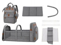 Verk 27815 Multifunkční batoh pro maminky s cestovní postýlkou, USB port, šedý