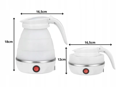 Verk 07483 Cestovná silikónová skladateľná kanvica 600 ml, 600 - 800 W, biela