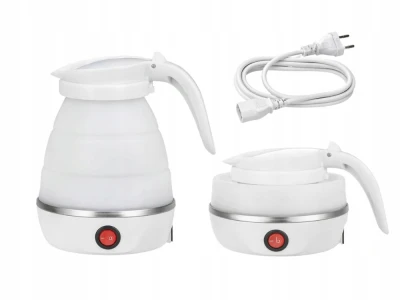 Verk 07483 Cestovná silikónová skladateľná kanvica 600 ml, 600 - 800 W, biela