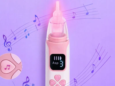 Verk 27734 Dětská odsávačka nosních hlenů, USB, 4 koncovky, růžová