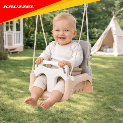 Kruzzel 27357 Detská hojdačka do 30 kg, 3 v 1, ružovo-sivá