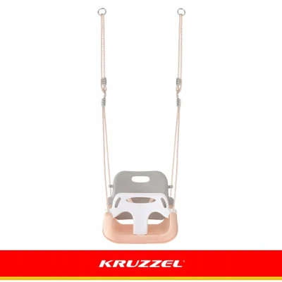 Kruzzel 27357 Detská hojdačka do 30 kg, 3 v 1, ružovo-sivá