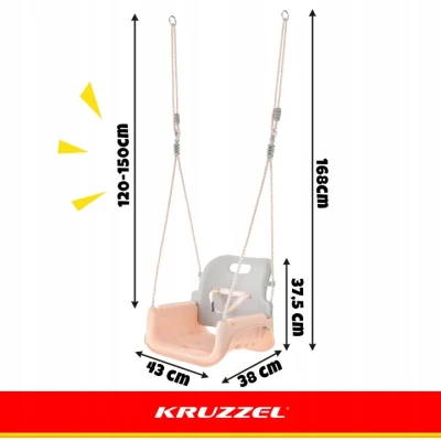 Kruzzel 27357 Detská hojdačka do 30 kg, 3 v 1, ružovo-sivá