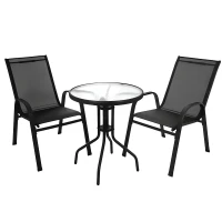 Gardlov 27568 Balkónová súprava - stôl + 2 stoličky, čierna 