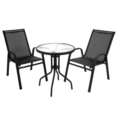 Gardlov 27568 Balkónová súprava - stôl + 2 stoličky, čierna 