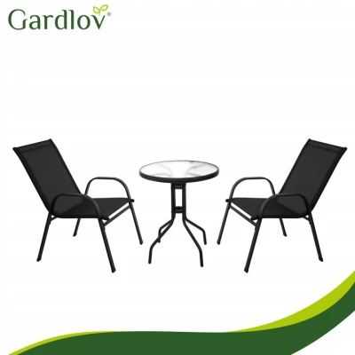 Gardlov 27568 Balkónová súprava - stôl + 2 stoličky, čierna 