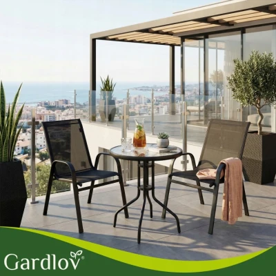 Gardlov 27568 Balkónová súprava - stôl + 2 stoličky, čierna 