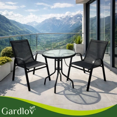 Gardlov 27568 Balkónová súprava - stôl + 2 stoličky, čierna 