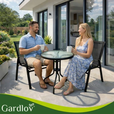 Gardlov 27568 Balkónová súprava - stôl + 2 stoličky, čierna 
