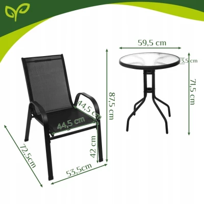 Gardlov 27568 Balkónová súprava - stôl + 2 stoličky, čierna 