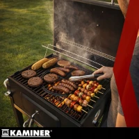 Kaminer 27318 Zahradní gril na dřevěné uhlí s ochranným obalem 120 x 116 x 55 cm