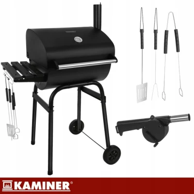 Kaminer 27316 Zahradní gril na dřevěné uhlí s víkem 117 x 82 x 51 cm