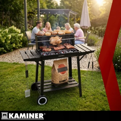 Kaminer 27320 Záhradný gril na drevené uhlie s roštom 93 x 86 x 41 cm 