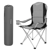 Trizand 27519 Čalúnené rybárske kreslo, nosnosť 120 kg, sivé