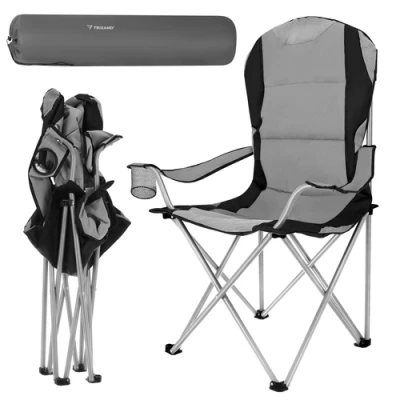 Trizand 27519 Čalúnené rybárske kreslo, nosnosť 120 kg, sivé
