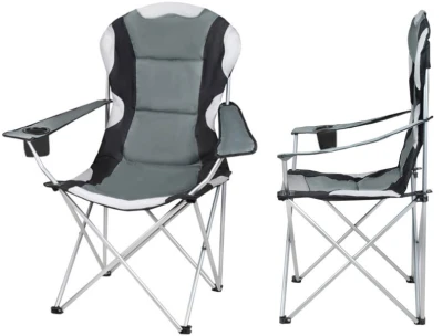Trizand 27519 Čalúnené rybárske kreslo, nosnosť 120 kg, sivé