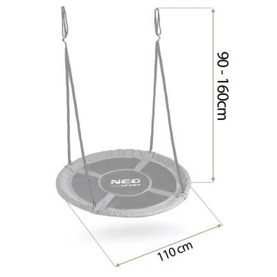Neo-Sport NS-103 Hojdačka „Čapí hniezdo“ 110 cm, čierno-sivá