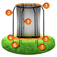 Neo-Sport NS-05W240F Záhradná trampolína pre deti 152 cm s ochrannou sieťou, oranžová