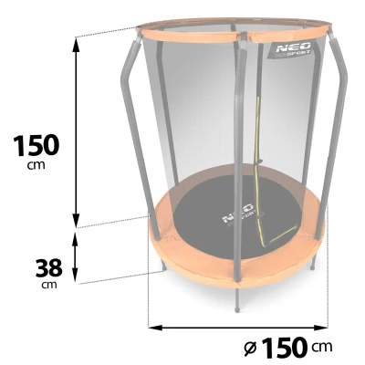 Neo-Sport NS-05W240F Záhradná trampolína pre deti 152 cm s ochrannou sieťou, oranžová