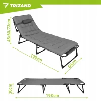 Trizand 27633 Skladacie záhradné ležadlo s matracom 192 × 68 × 28 cm, sivé