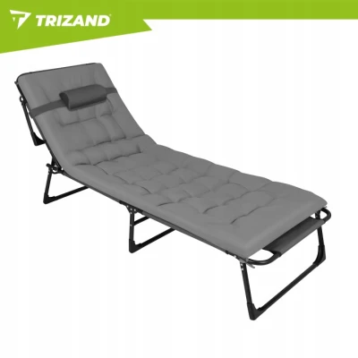 Trizand 27633 Skladacie záhradné ležadlo s matracom 192 × 68 × 28 cm, sivé