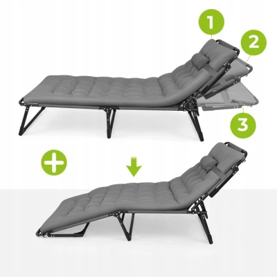 Trizand 27633 Skladacie záhradné ležadlo s matracom 192 × 68 × 28 cm, sivé