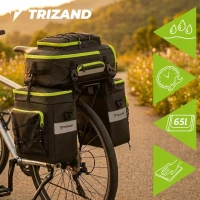 Trizand 27339 Cyklistická taška, vodoodolná, 53 l, 3 v 1, čierna 