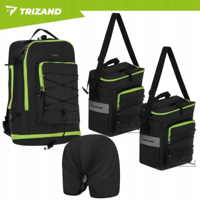 Trizand 27339 Cyklistická taška, vodoodolná, 53 l, 3 v 1, čierna 