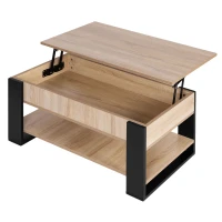 ModernHome TH-MST-16-1 Konferenční stolek s výklopnou deskou 90 cm, úložný prostor, police, dub sonoma