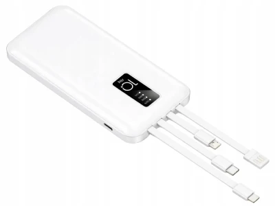 Verk 06392 Powerbanka 10 000 mAh, USB-C, USB, microUSB, Lightning, bílá