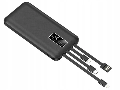 Verk 06392 Powerbanka 10 000 mAh, USB-C, USB, microUSB, Lightning, černá