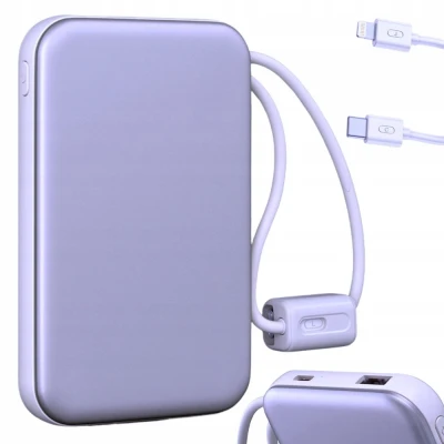 Verk 06393 Powerbanka 10 000 mAh, USB-C / Lightning, 22,5 W, fialová