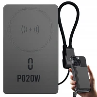 Verk 06395 Powerbanka 10 000 mAh, 20 W, USB-C, Lightning, Wireless QC, šedá
