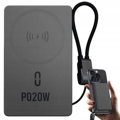 Verk 06395 Powerbanka 10 000 mAh, 20 W, USB-C, Lightning, Wireless QC, šedá