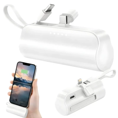 Verk 06397 Cestovní powerbanka 5000 mAh, 10 W, USB-C, Lightning, bílá