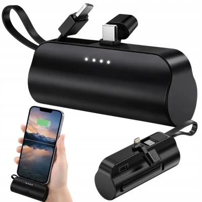 Verk 06397 Cestovní powerbanka 5000 mAh, 10 W, USB-C, Lightning, černá