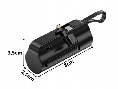 Verk 06397 Cestovní powerbanka 5000 mAh, 10 W, USB-C, Lightning, černá
