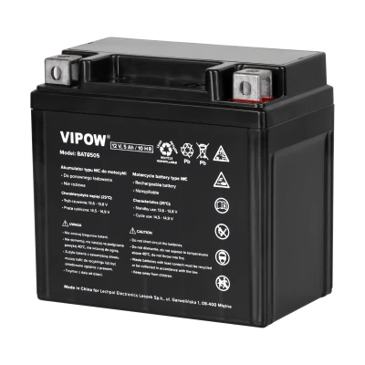 Vipow BAT0505 Motocyklový akumulátor typ MC 12V, 5Ah